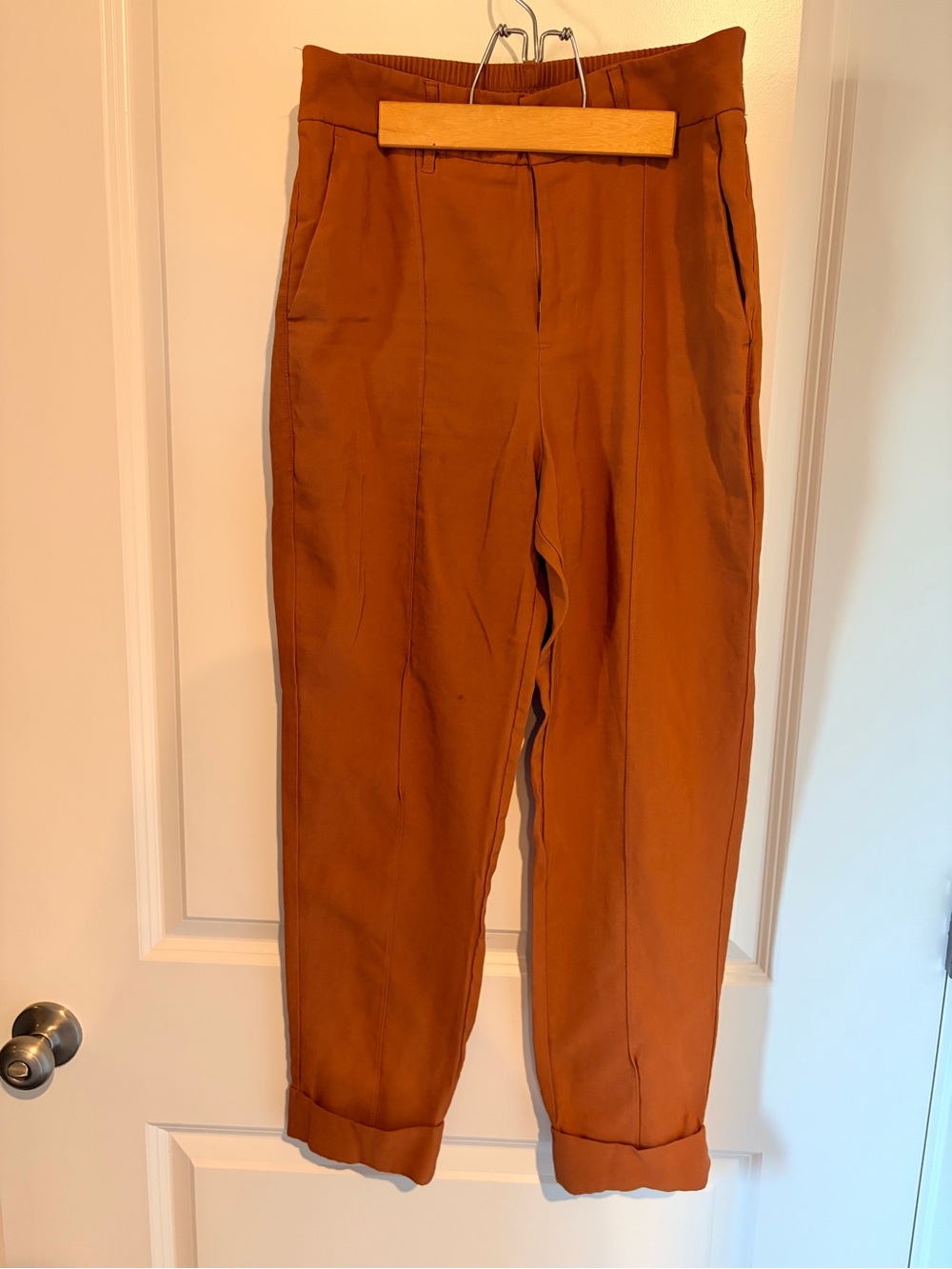 Rust Orange Wide Leg Tailored Trousers